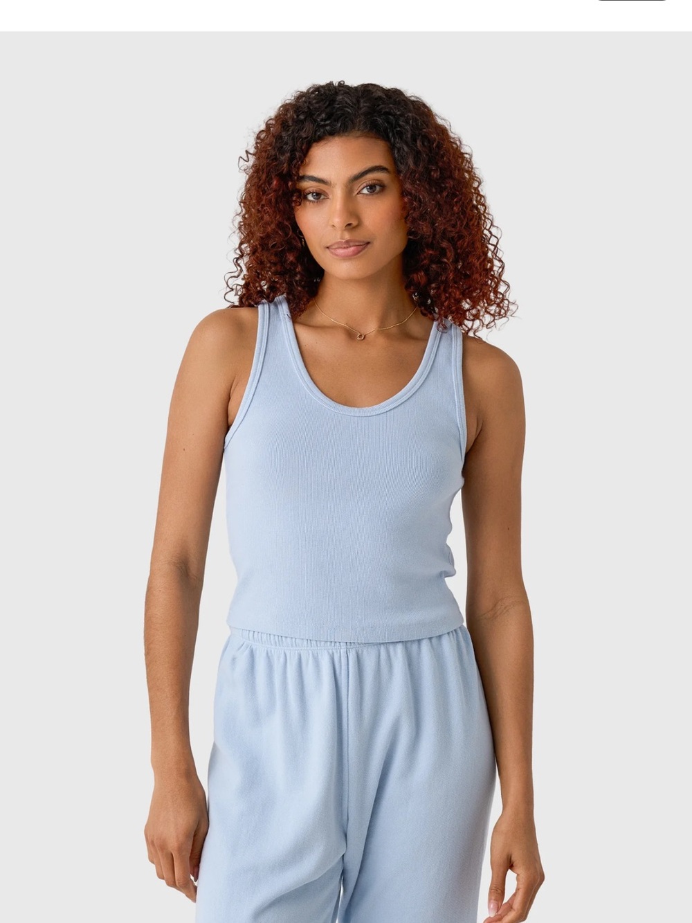 perfectwhitetee Blondie Dusty Blue Ribbed Tank